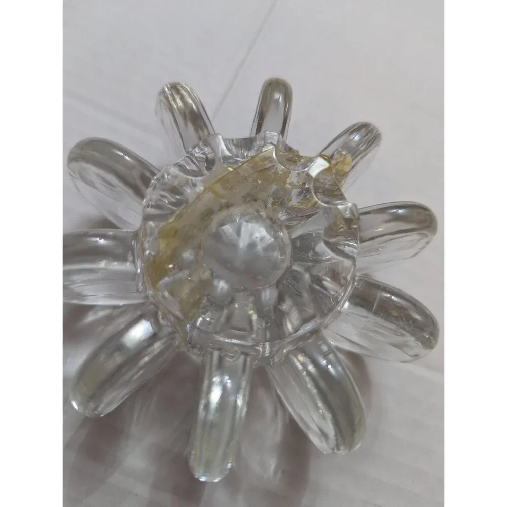 ROSENTHAL Glass MCM candle holder coin shape circle burst 4x4 inch ** PLS READ**